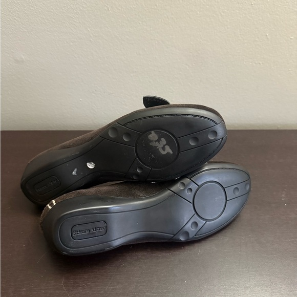 Etienne Aigner Solo Black Suede Gold Buckle Slip On Loafers 7.5M Comfort - Picture 5 of 6